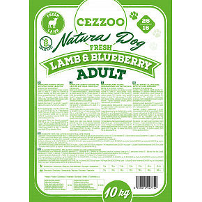 CEZZOO Natura Dog Fresh Lamb&Blueberry Adult GF 10kg CEZZOO Natura Dog Fresh Lamb&Blueberry Adult GF 10kg